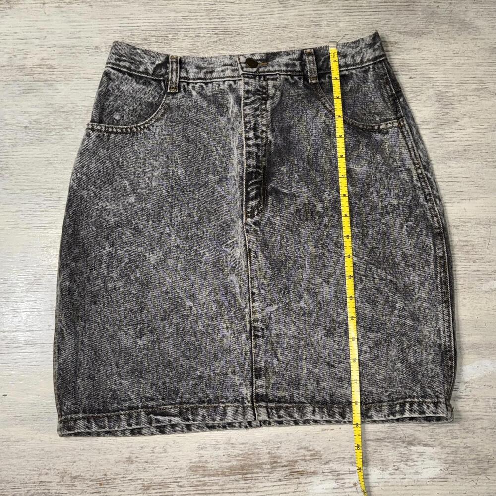 EUC The Clothing Academy 80s Vintage Black Acid Wash Denim Skirt Size 28 - Picture 2 of 6